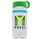 a clear bottle & green lid & cyan band groove stripe 20 oz tritan(tm) sports bottle with tethered lid and digital imprint