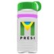 a clear bottle & green lid & pink band groove stripe 20 oz tritan(tm) sports bottle with tethered lid and digital imprint
