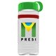 a clear bottle & green lid & red band groove stripe 20 oz tritan(tm) sports bottle with tethered lid and digital imprint