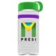 a clear bottle & green lid & violet band groove stripe 20 oz tritan(tm) sports bottle with tethered lid and digital imprint