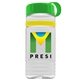 a clear bottle & green lid & yellow band groove stripe 20 oz tritan(tm) sports bottle with tethered lid and digital imprint