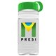 a clear bottle & green lid & white band groove stripe 20 oz tritan(tm) sports bottle with tethered lid and digital imprint