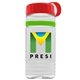a clear bottle & red lid & lime green band groove stripe 20 oz tritan(tm) sports bottle with tethered lid and digital imprint