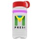 a clear bottle & red lid & pink band groove stripe 20 oz tritan(tm) sports bottle with tethered lid and digital imprint