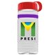 a clear bottle & red lid & violet band groove stripe 20 oz tritan(tm) sports bottle with tethered lid and digital imprint