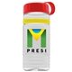 a clear bottle & red lid & yellow band groove stripe 20 oz tritan(tm) sports bottle with tethered lid and digital imprint