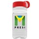 a clear bottle & red lid & white band groove stripe 20 oz tritan(tm) sports bottle with tethered lid and digital imprint