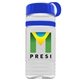 a clear bottle & royal blue lid & blue band groove stripe 20 oz tritan(tm) sports bottle with tethered lid and digital imprint