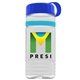 a clear bottle & royal blue lid & cyan band groove stripe 20 oz tritan(tm) sports bottle with tethered lid and digital imprint
