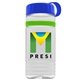 a clear bottle & royal blue lid & lime green band groove stripe 20 oz tritan(tm) sports bottle with tethered lid and digital imprint