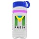 a clear bottle & royal blue lid & pink band groove stripe 20 oz tritan(tm) sports bottle with tethered lid and digital imprint