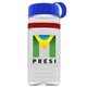 a clear bottle & royal blue lid & red band groove stripe 20 oz tritan(tm) sports bottle with tethered lid and digital imprint
