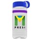 a clear bottle & royal blue lid & violet band groove stripe 20 oz tritan(tm) sports bottle with tethered lid and digital imprint