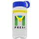 a clear bottle & royal blue lid & yellow band groove stripe 20 oz tritan(tm) sports bottle with tethered lid and digital imprint