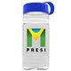 a clear bottle & royal blue lid & white band groove stripe 20 oz tritan(tm) sports bottle with tethered lid and digital imprint