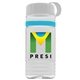 a clear bottle & white lid & cyan band groove stripe 20 oz tritan(tm) sports bottle with tethered lid and digital imprint