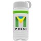 a clear bottle & white lid & lime green band groove stripe 20 oz tritan(tm) sports bottle with tethered lid and digital imprint