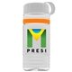 a clear bottle & white lid & orange band groove stripe 20 oz tritan(tm) sports bottle with tethered lid and digital imprint