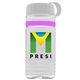 a clear bottle & white lid & pink band groove stripe 20 oz tritan(tm) sports bottle with tethered lid and digital imprint