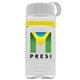 a clear bottle & white lid & yellow band groove stripe 20 oz tritan(tm) sports bottle with tethered lid and digital imprint