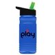 a blue bottle & black/green spout lid groove 20 oz tritan(tm) sports bottle with flip straw lid and digital imprint