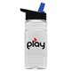 a clear bottle & black/blue spout lid groove 20 oz tritan(tm) sports bottle with flip straw lid and digital imprint