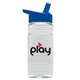 a clear bottle & blue lid groove 20 oz tritan(tm) sports bottle with flip straw lid and digital imprint