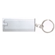 aerial view a silver rectangle shaped white led light key chain, image 1 of 2