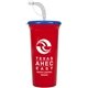 a red cup & medium blue lid super sipper - 32 oz sport sipper with straw