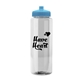 a clear bottle & cyan lid 32 oz the guzzler transparent color sport bottle