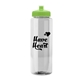 a clear bottle & lime green lid 32 oz the guzzler transparent color sport bottle