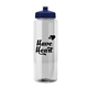 a clear bottle & navy blue lid 32 oz the guzzler transparent color sport bottle