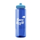 a blue bottle & cyan lid 32 oz the guzzler transparent color sport bottle