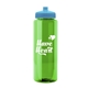 a green bottle & cyan lid 32 oz the guzzler transparent color sport bottle