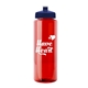 a red bottle & navy blue lid 32 oz the guzzler transparent color sport bottle