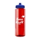 a red bottle & royal blue lid 32 oz the guzzler transparent color sport bottle