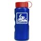 a metallic blue bottle & red lid mini peak - 22 oz tritan(tm) metalike bottle with tethered lid