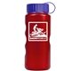 a metallic red bottle & blue lid mini peak - 22 oz tritan(tm) metalike bottle with tethered lid