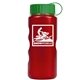 a metallic red bottle & green lid mini peak - 22 oz tritan(tm) metalike bottle with tethered lid