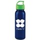 a transparent navy blue bottle & lime green lid 24 oz the outdoorsman bottle with crest lid - made with tritan