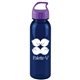 a transparent navy blue bottle & violet lid 24 oz the outdoorsman bottle with crest lid - made with tritan