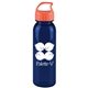 a transparent navy blue bottle & orange lid 24 oz the outdoorsman bottle with crest lid - made with tritan