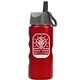aerial view a metallic red bottle & grey with black lid garyline(r) mini peak - 22 oz tritan(tm) metalike bottle with ring straw lid, image 1 of 2