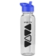 aerial view a clear bottle & royal blue lid the outdoorsman - 24 oz tritan(tm) bottle with flip straw lid, image 1 of 3