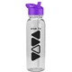 aerial view a clear bottle & violet lid the outdoorsman - 24 oz tritan(tm) bottle with flip straw lid, image 1 of 3