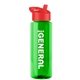 a transparent green bottle & red lid the guzzler - 32 oz transparent bottle with flip straw lid