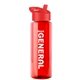 a transparent red bottle & red lid the guzzler - 32 oz transparent bottle with flip straw lid
