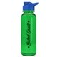 a transparent green bottle & royal blue lid the outdoorsman - 24 oz tritan(tm) bottle with drink thru lid