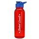 a transparent red bottle & royal blue lid the outdoorsman - 24 oz tritan(tm) bottle with drink thru lid
