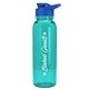 a transparent teal bottle & royal blue lid the outdoorsman - 24 oz tritan(tm) bottle with drink thru lid